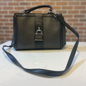 Guess Charcoal Monogram Satchel